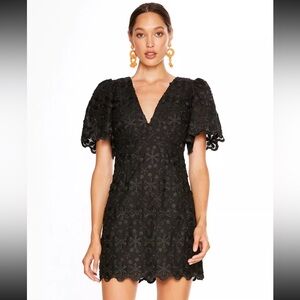 La Maison Talulah Limousine Black Floral Embroidery Dress